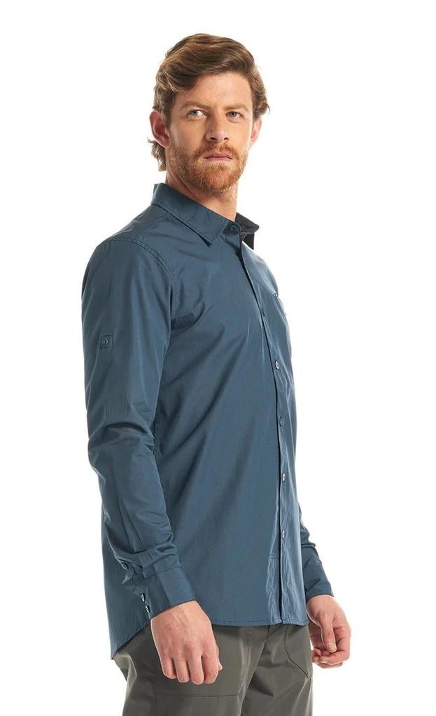 Camisa Hombre Alloy Long Sleeve Shirt  - Color: Melange Azul Marino , Talla: S