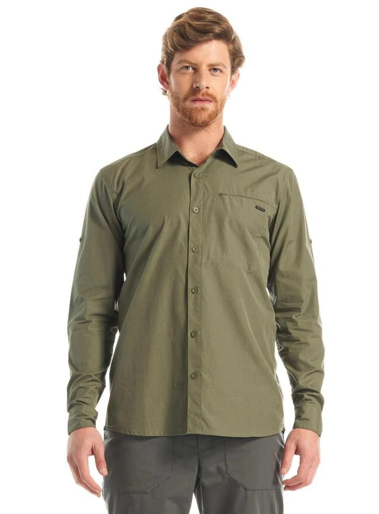 Camisa Hombre Alloy Long Sleeve Shirt  - Color: Melange Verde , Talla: M