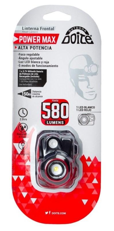 Linterna Frontal Power Max 580 Lumens - Color: Negro