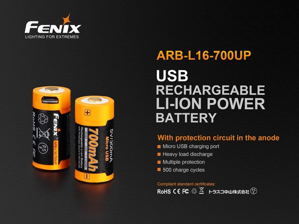 Batería 16340 de 700 mAh ARB-L16-700UP - Color: Amarillo
