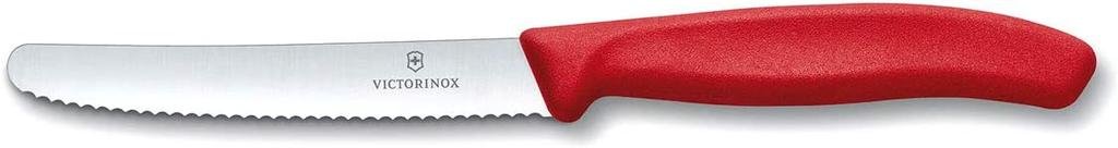 Cuchillo Verdura Dentado Punta Redonda 11 cm - Color: Rojo