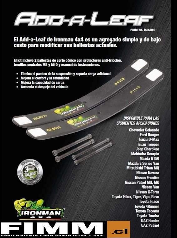 Kit De Suspensión Versión Nitro Gas Para Ford Ranger 2012+ (Con Add A Leaf 2") -