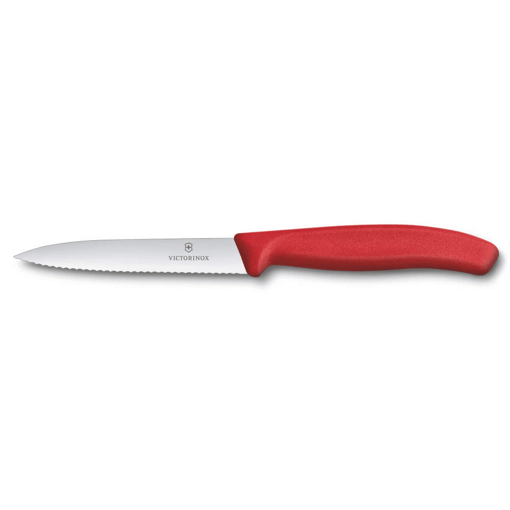Cuchillo Verdura Dentado Puntiagudo 10 cm - Color: Rojo