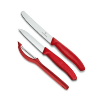 Miniatura Set De Cuchillos Mondadores Swiss Classic Con Pelador 3 Piezas - Color: Rojo